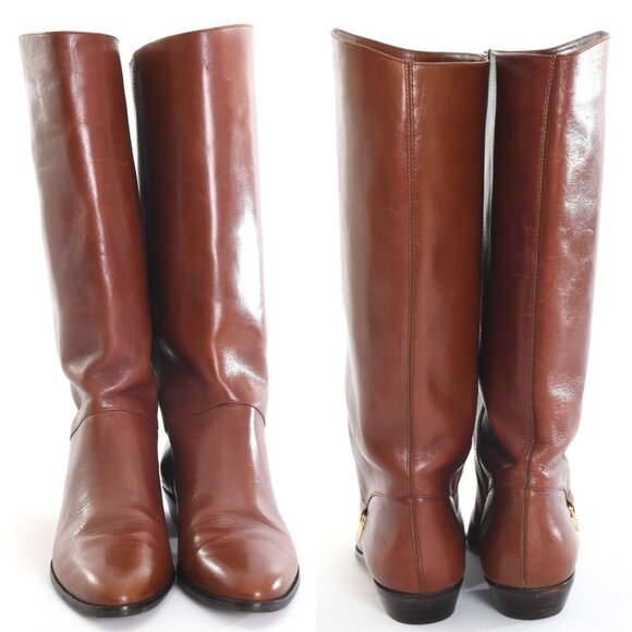 Vintage 1980s Size 8N Brown Short Heel Tall Leather Boots | by Etienne Agner - Picture 4 of 10